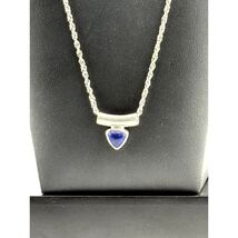 Vintage 925 Sterling Silver Lapis Lazuli Bar Pendant Necklace - $51.23