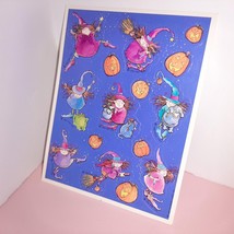 Vtg Hallmark Stickers Sheet 80&#39;s Halloween Pumpkins Frogs Silly Witches ... - £7.89 GBP