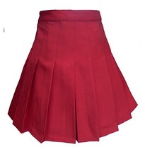 Women's High Waist Solid Pleated Mini Tennis Skirt ( S , Wine red) - $38.60