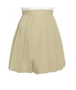 Women`s Pleated solid A line Short School uniform Skirts(L ,Earth tone) - £25.80 GBP