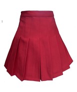 Girls High Waist Solid Pleated Mini Slim Single Tennis Skirts ( S, Wine ... - £30.52 GBP