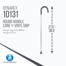 Dynarex Round Handle Vinyl Grip Cane, Adjustable Height 27.5–36.5&quot;, 250 ... - $20.99