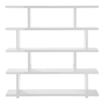 63" White Wood Five Tier Open Asymmetrical Bookcase - $27,642.27 MXN