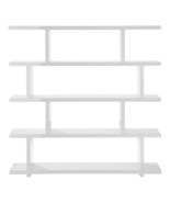 63&quot; White Wood Five Tier Open Asymmetrical Bookcase - $27,461.87 MXN
