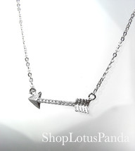 CHIC 18kt White Gold Plated CZ Crystals ARROW Pendant Petite Dainty Necklace  - $16.99