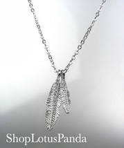 CHIC 18kt White Gold Plated CZ Crystals LEAF Pendant Petite Dainty Necklace - £13.43 GBP