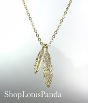 Chic 18kt Gold Plated Cz Crystals Leaf Leaves Pendant Petite Dainty Necklace - $16.99