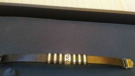 7 Acier Inoxydable Bandeau Noir PU Cuir Bracelet Être A Rockstar Neuf - $9.90