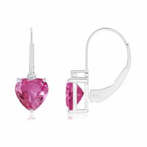 ANGARA Natural Pink Sapphire Heart Earrings in 14k Solid Gold (Grade-AAAA, 6mm) - £1,889.25 GBP