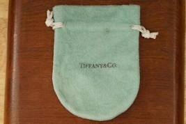 Vintage TIFFANY &amp; CO Small Drawstring Blue Suede Jewelry Pouch - $24.74