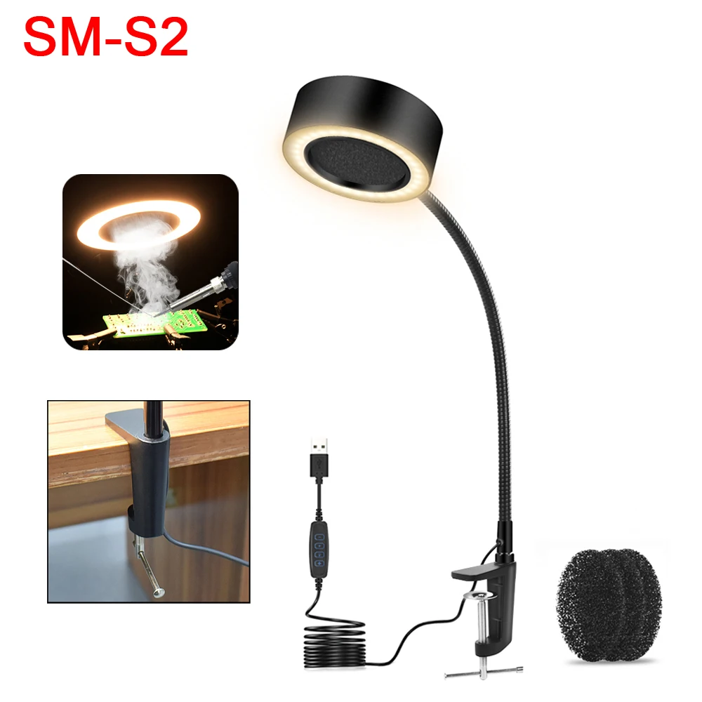 NEWACALOX Table Clamp USB Welding Exhaust Fan with 3 Colors LED Light So... - $3,021.75 MXN