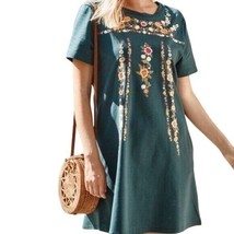 Jardin by Macris Teal Floral Shift Dress Size S - £20.13 GBP