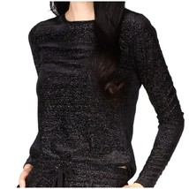 Michael Kors Long Sleeve Black Velvet Metallic Shimmer Ladies top NEW Large - £34.55 GBP