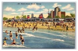 North Avenue Beach Chicago Illinois IL UNP Linen Postcard Y5 - £2.67 GBP