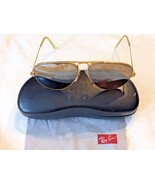 Vintage Ray Ban Bausch Lomb Gold Aviator Sun Glasses Grey Lens Case  - £111.05 GBP