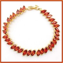  Marquise Red Sapphire Austrian Crystal CZ 18k Gold Plated 8" Tennis Bracelet  image 1