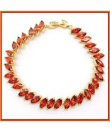 Marquise Red Sapphire Austrian Crystal CZ 18k Gold Plated 8&quot; Tennis Bra... - £71.90 GBP