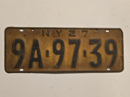 1927 New York  License Plate #9A-97-39 - Vintage - Babe Ruth Era - Man Cave - $35.47