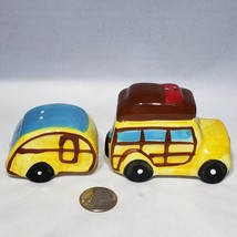 Pier 1 Ceramic Woody Car Camper Trailer Camping Salt and Pepper Shaker Set EUC - £9.45 GBP