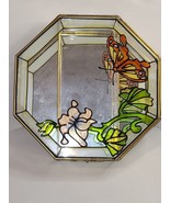 Vintage Stained Glass Jewelry Box w/Butterfly &amp; Mirrored Bottom - Trinke... - £21.99 GBP
