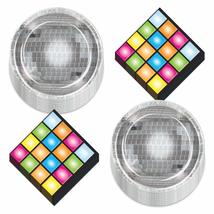 70s Disco Party Supplies - Silver Disco Ball Paper Dinner Plates with Re... - $15.29+