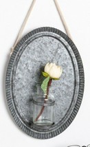 Wall Vase in distressed metal with glass vase - $32.00