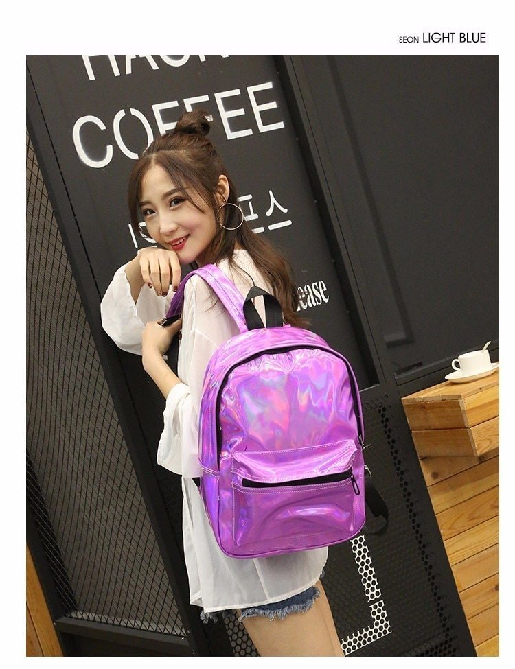 2019 Backpack New Women Backpack Mini Travel Bags Silver Laser Backpack Women Gi - $30.49