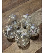5 Vtg Clear Glass Stencil Glitter Christmas Ornaments Stars Sparkle - $11.30