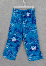 Peppermint Bay Womens Capri Pants Sz M Tie Waist W Elastic Blue Pacific Islands - £9.48 GBP
