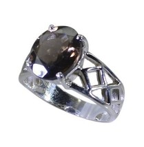 Riyo Brown 925 sterling silver Smoky Quartz Ring tasty genuine gemstone jewelry  - £7.84 GBP