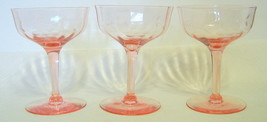 Pink Depression Glass Wine Glasses Crystal 3 Piece Set - £27.86 GBP