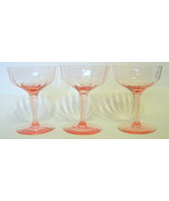 Pink Depression Glass Wine Glasses Crystal 3 Piece Set - £27.51 GBP