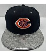 Vintage Rare Black Chicago Bears Adjustable Snapback Hat Silver Woven Lo... - $15.24