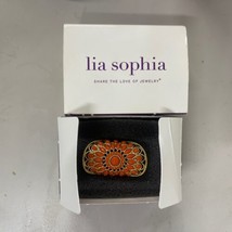 NWB Lia Sophia Persimmon Ring Gold Orange Women&#39;s Size 7 - $26.89