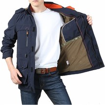 Autumn Men&#39;s Casual Overcoat Fashion Outdoor Hooded Jacket Windbreaker Oversize  - £276.13 GBP