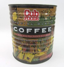 Vintage Coffee Metal Can Cub Food Supermarket Rare 2 LBS Cannister 34 Oz No lid - £30.44 GBP