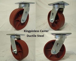 6&quot; x 2&quot; Swivel Casters Kingpinless w/ Ductile Steel Wheel (4) 2000lb each - £125.00 GBP