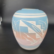 Navajo Native American Pottery Vase 5 1/2&quot; H  Signed Insized Hand Painted Art  - £11.03 GBP