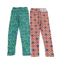 LulaRoe Pants S to M 8W Green Orange Comfortable Printed Set of 2 Leggings - £20.62 GBP