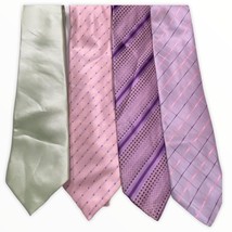 Four Missionary Men&#39;s Neckties Ties Pink Lilac Green Colors - £11.29 GBP