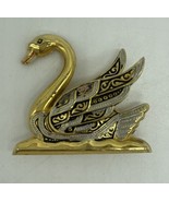 Vintage Estate Damascene Bird Swan Pin Brooch Beautiful Detail Spain - £15.42 GBP