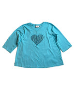 Womens Quacker Factory 3/4 Sleeve Zebra Heart Bling V-Neck Knit Top Aqua... - $17.81