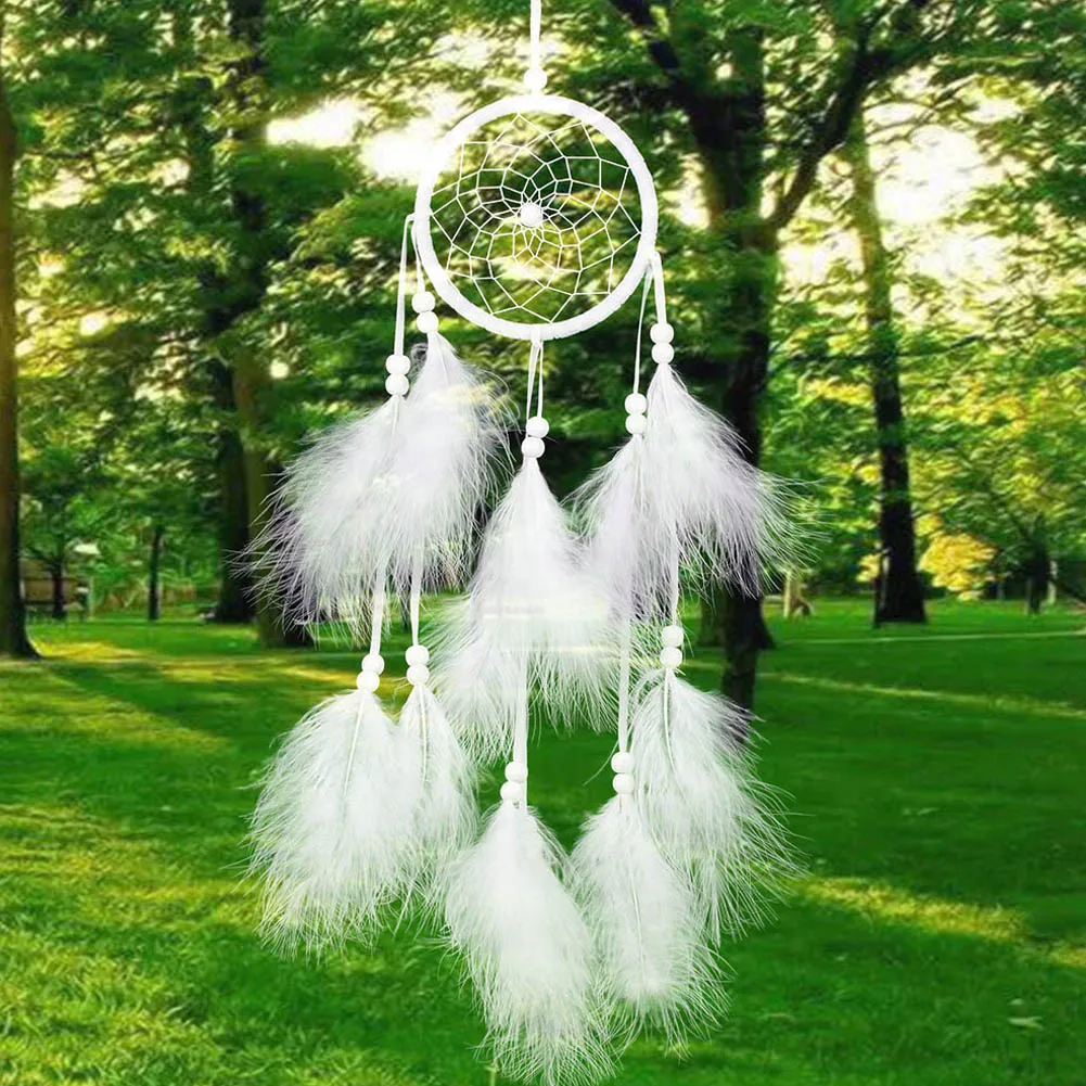 Creative Hanging Dream Catcher Pendant Home Wedding Ornament with Feather - £8.68 GBP