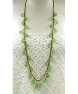 Women new green marble stone waterfall antique gold chain long necklace ... - £7,830.60 GBP