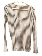 Rag &amp; Bone Knit Rib Crew Neck Henley Long Sleeve Fitted Top White/blue W... - $562.17 MXN