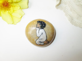 Hand Painted Rock Stone Praying Girl Scripture John Bible Verse Religious Spirit - £11.75 GBP