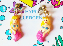 Merry Mermaids Dangle Earrings Vintage New Unworn Hypo Allergenic Harry Ash Expr - £12.78 GBP