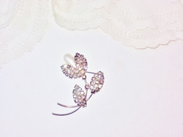 White Pearl &amp; Crystal Rhinestones Flower Brooch Vintage Pin Mad Men Style - £31.32 GBP