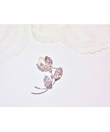 White Pearl &amp; Crystal Rhinestones Flower Brooch Vintage Pin Mad Men Style - $761.58 MXN