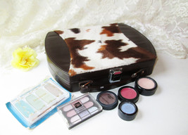 Makeup Cosmetic Travel Case Vintage Uinsex Country Western Horse Print Fur Lg Pa - £63.94 GBP